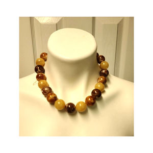 Vintage Brown Bead Ball Necklace Rare